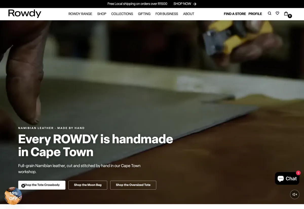 Rowdy Bags website